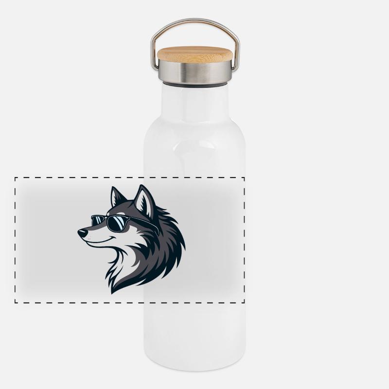 Moderne Wolf-Sonnenbrillen Panorama Thermosflasche mit Bambusdeckel