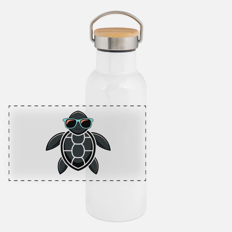 Solar turtle with glasses Panoramic Thermal Bottle with Bamboo Lid
