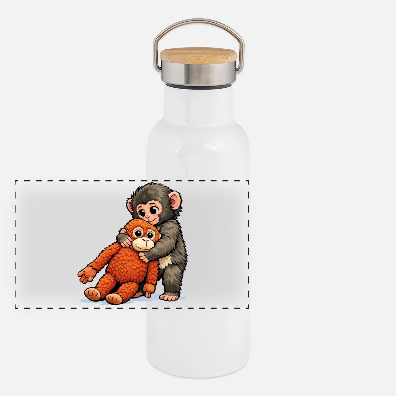 Baby Monkey Punch Panoramic Thermal Bottle with Bamboo Lid