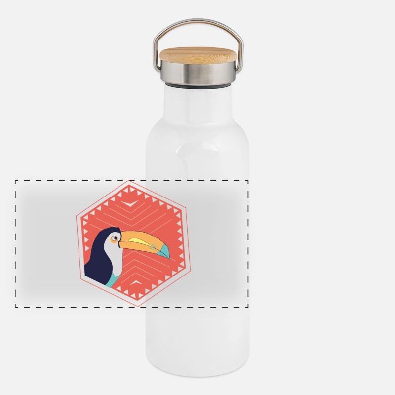 Roter Tukan Panorama Thermosflasche mit Bambusdeckel