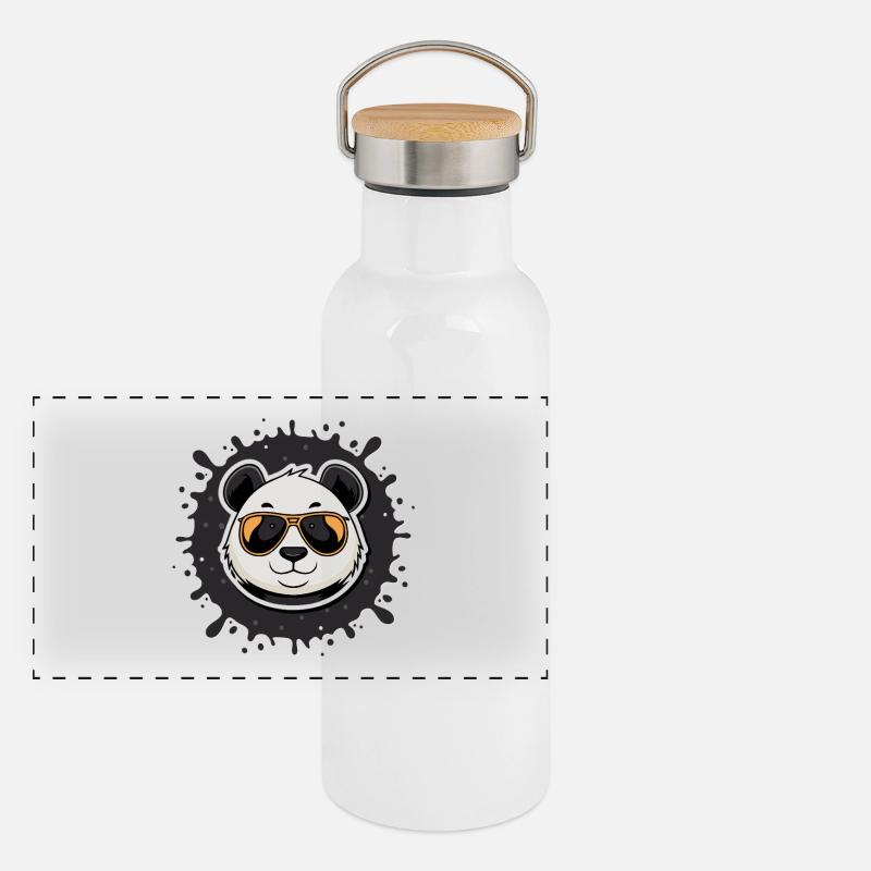 Panda chic glasses orange splash Panoramic Thermal Bottle with Bamboo Lid