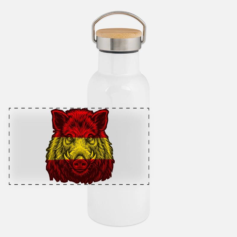 Sanglier Drapeau espagnol espagnol Gourde isotherme avec bouchon en bambou
