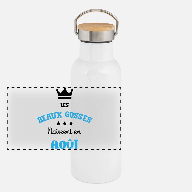 Cadeau naissance bébé garçon Août Beaux Gosses BG Gourde isotherme avec bouchon en bambou
