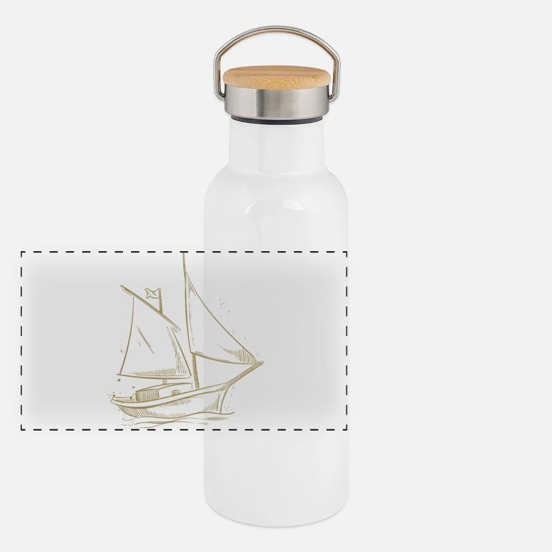 Aventure de voile en silhouette Gourde isotherme avec bouchon en bambou