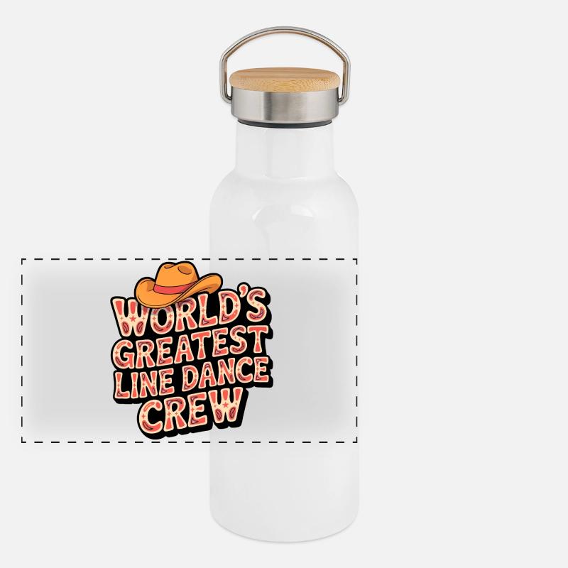 Worlds Greatest Line Dance Crew Panorama Thermosflasche mit Bambusdeckel