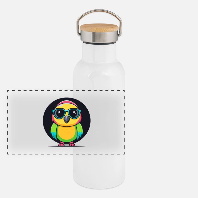 Rainbow Parakeet Glasses Panoramic Thermal Bottle with Bamboo Lid