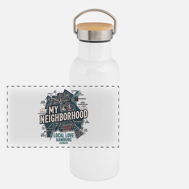 Hamburg Meine Nachbarschaft Panorama Thermosflasche mit Bambusdeckel