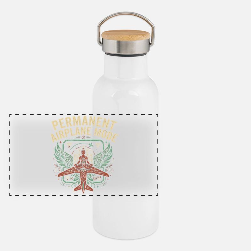 Dauer Flugmodus Panorama Thermosflasche mit Bambusdeckel