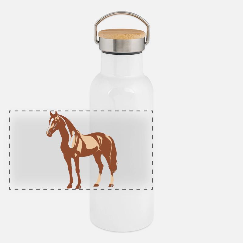 Pferd Design Panorama Thermosflasche mit Bambusdeckel