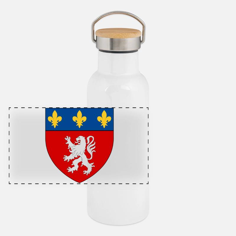 Blason héraldique de Lyon Gourde isotherme avec bouchon en bambou