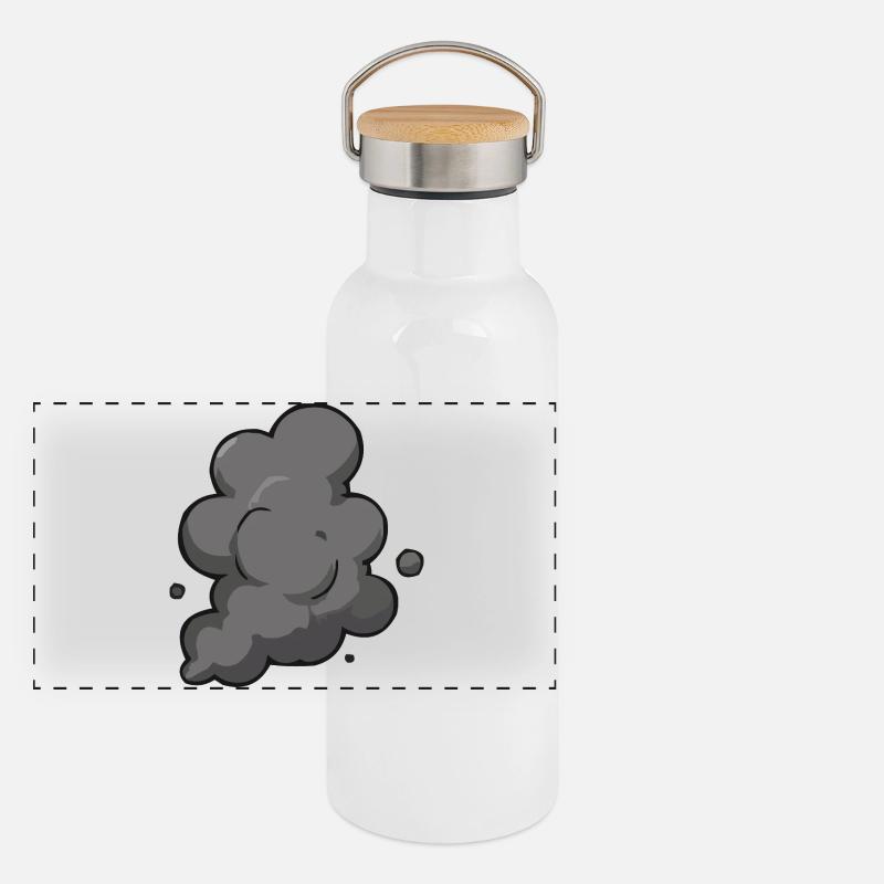 Graphique de nuage de fumée gris Gourde isotherme avec bouchon en bambou