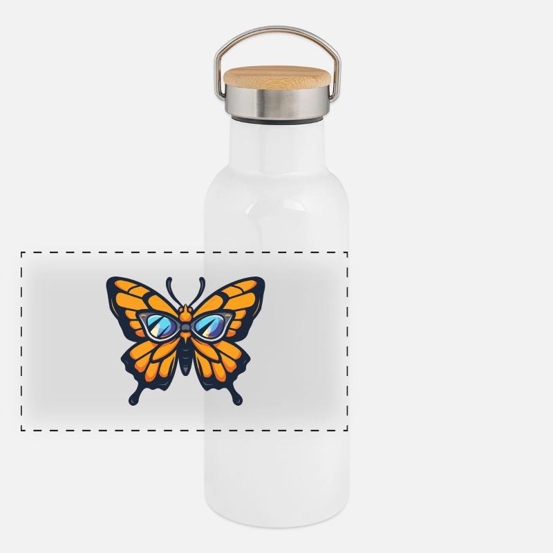 Papillon Cool Animal Gourde isotherme avec bouchon en bambou
