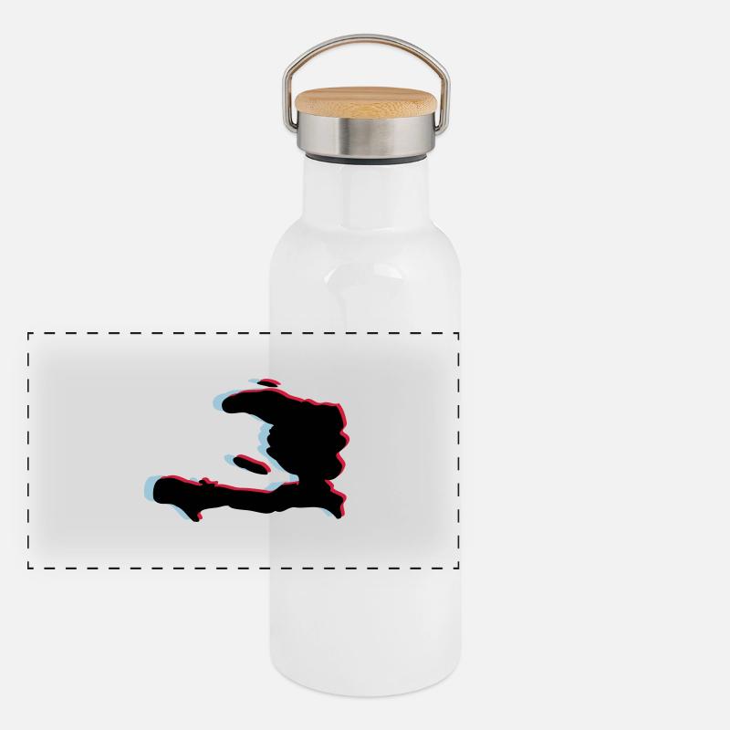 3d anaglyph HAITI green Gourde isotherme avec bouchon en bambou