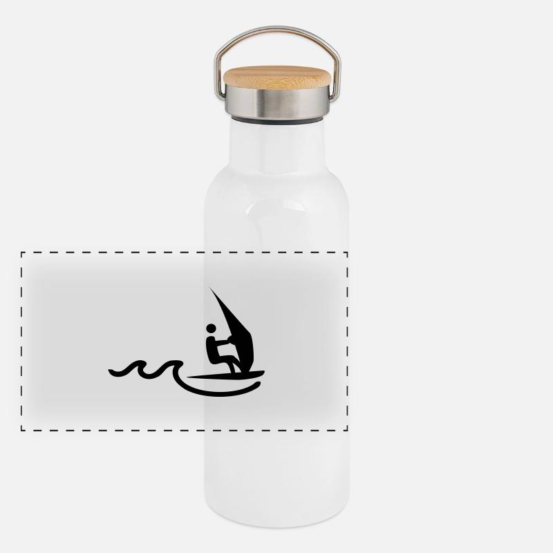 windsurfer Panorama Thermosflasche mit Bambusdeckel
