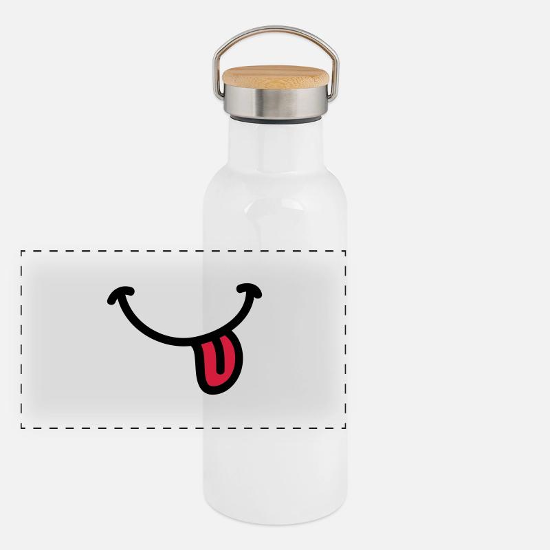 Smiley grin tongue Panoramic Thermal Bottle with Bamboo Lid