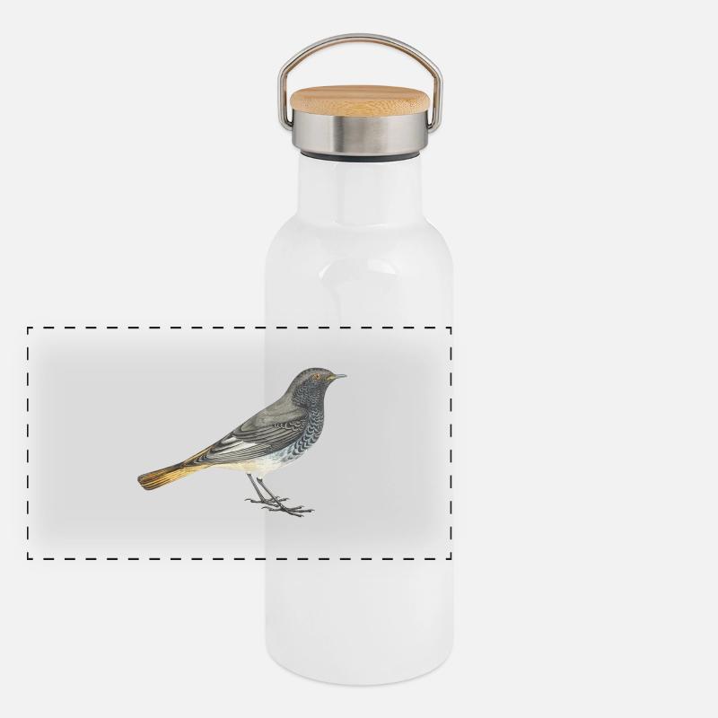 Hausrotschwanz Panorama Thermosflasche mit Bambusdeckel