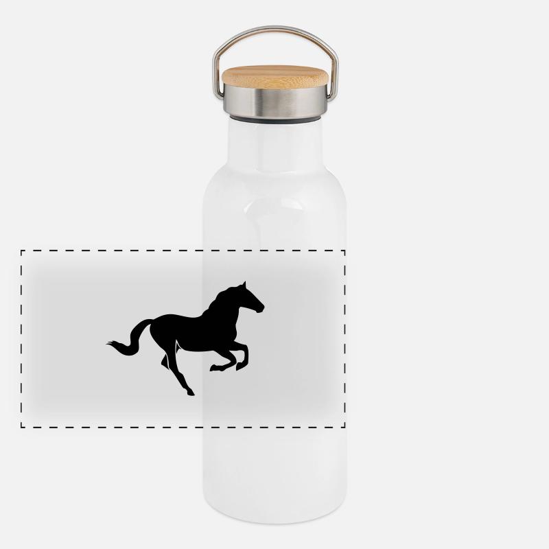 Pferd Panorama Thermosflasche mit Bambusdeckel