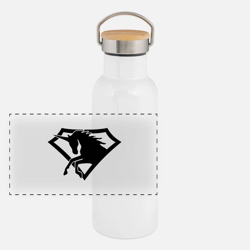 Super-Einhorn1 Panorama Thermosflasche mit Bambusdeckel