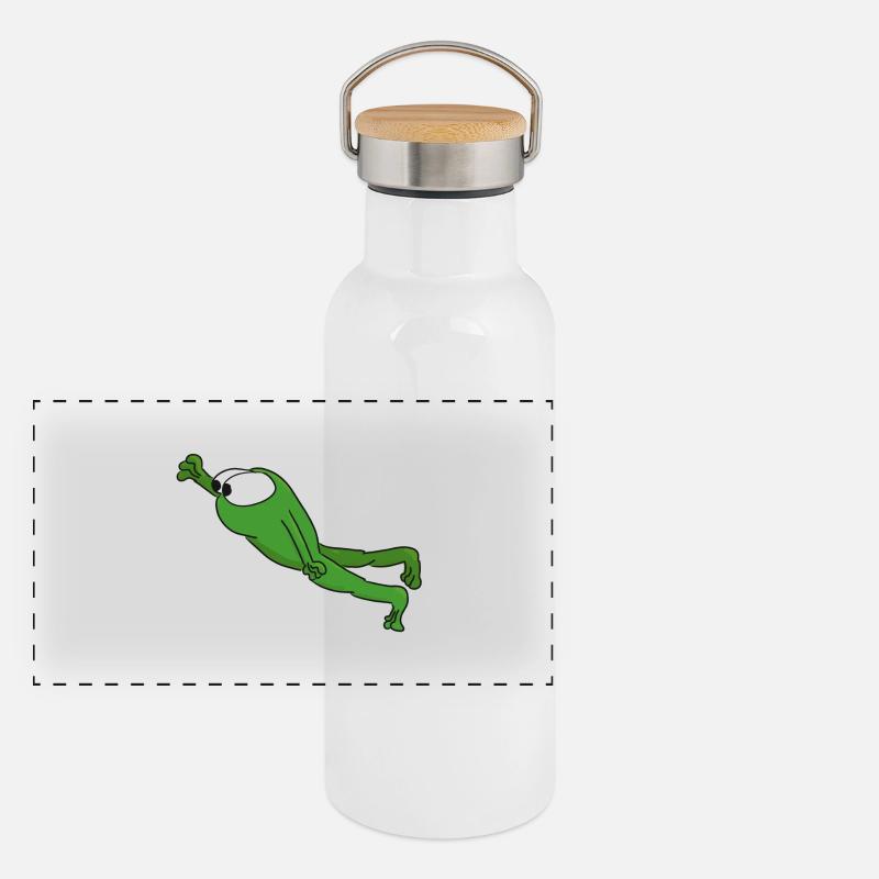 Frosch Panorama Thermosflasche mit Bambusdeckel