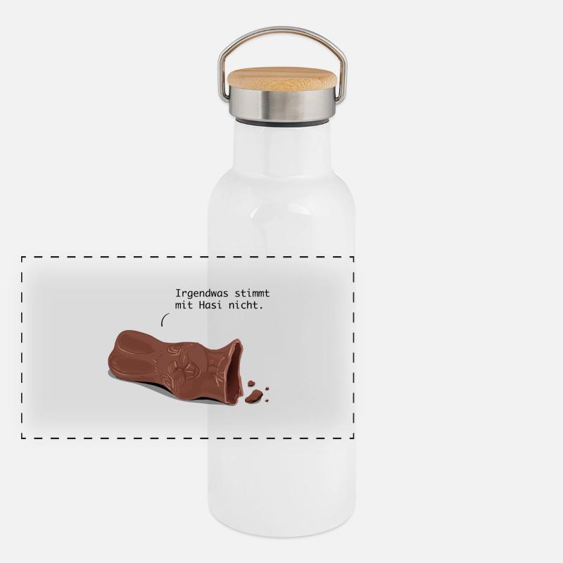 Lapin de Pâques Gourde isotherme avec bouchon en bambou