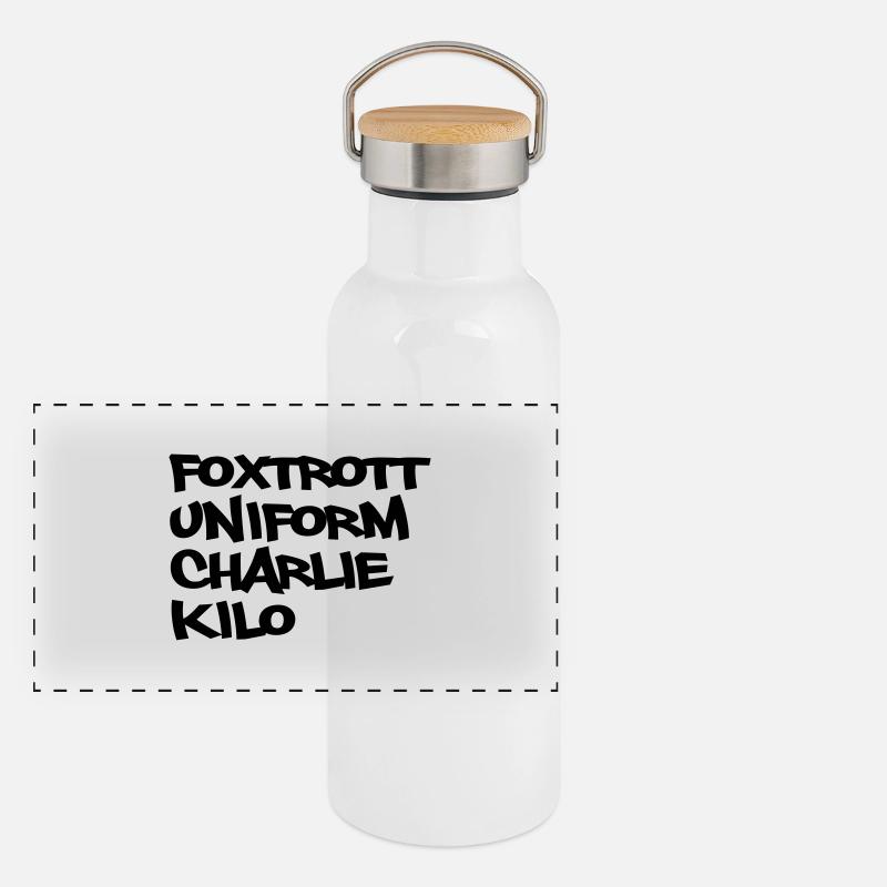 fuck Geschenk Panorama Thermosflasche mit Bambusdeckel