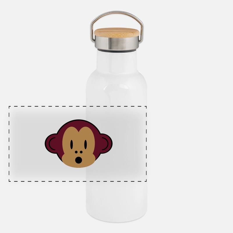 affe monkey Panorama Thermosflasche mit Bambusdeckel