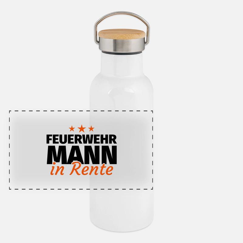 Feuerwehrmann Rente Panorama Thermosflasche mit Bambusdeckel