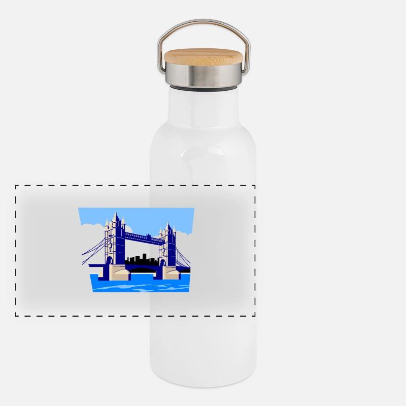 England London Tower Bridge Panorama Thermosflasche mit Bambusdeckel