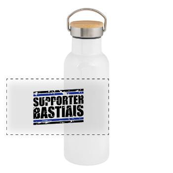 Supporter bastiais vintage - Gourde isotherme avec bouchon en bambou - blanc - Devant