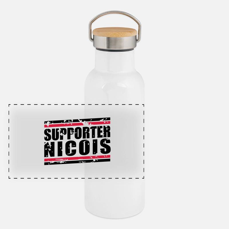 Weinlese-Bär Nicois Panorama Thermosflasche mit Bambusdeckel