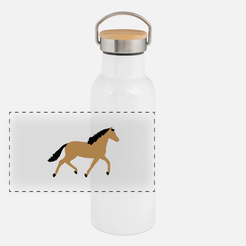 Pferd vektor Panorama Thermosflasche mit Bambusdeckel
