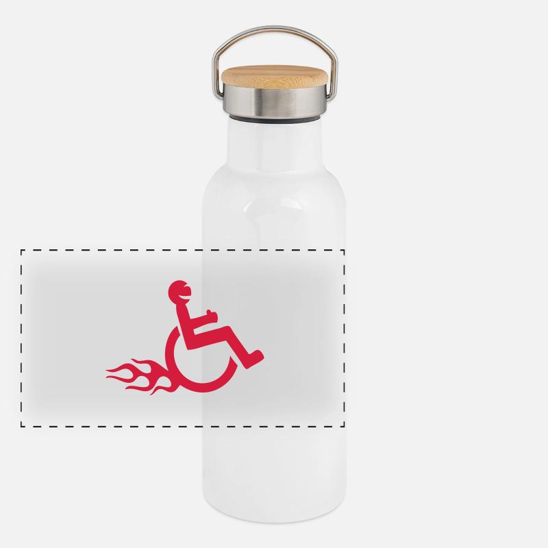 Rollstuhl Spaß im Behindertenrollstuhl Panorama Thermosflasche mit Bambusdeckel