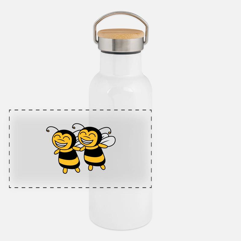 amis de 2 petites abeilles Gourde isotherme avec bouchon en bambou