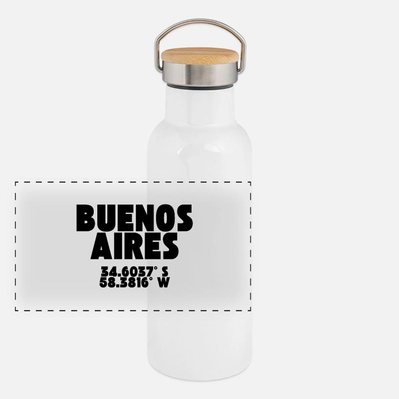 Buenos Aires - Design with coordinates Panoramic Thermal Bottle with Bamboo Lid