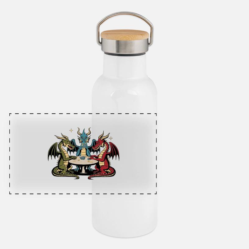 Dragons cartes à jouer Gourde isotherme avec bouchon en bambou