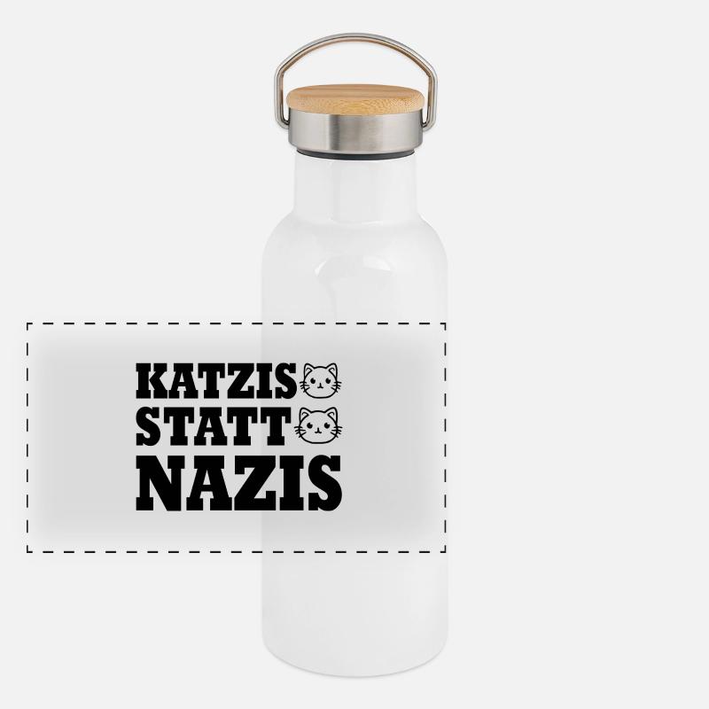 katzis statt nazis Panorama Thermosflasche mit Bambusdeckel