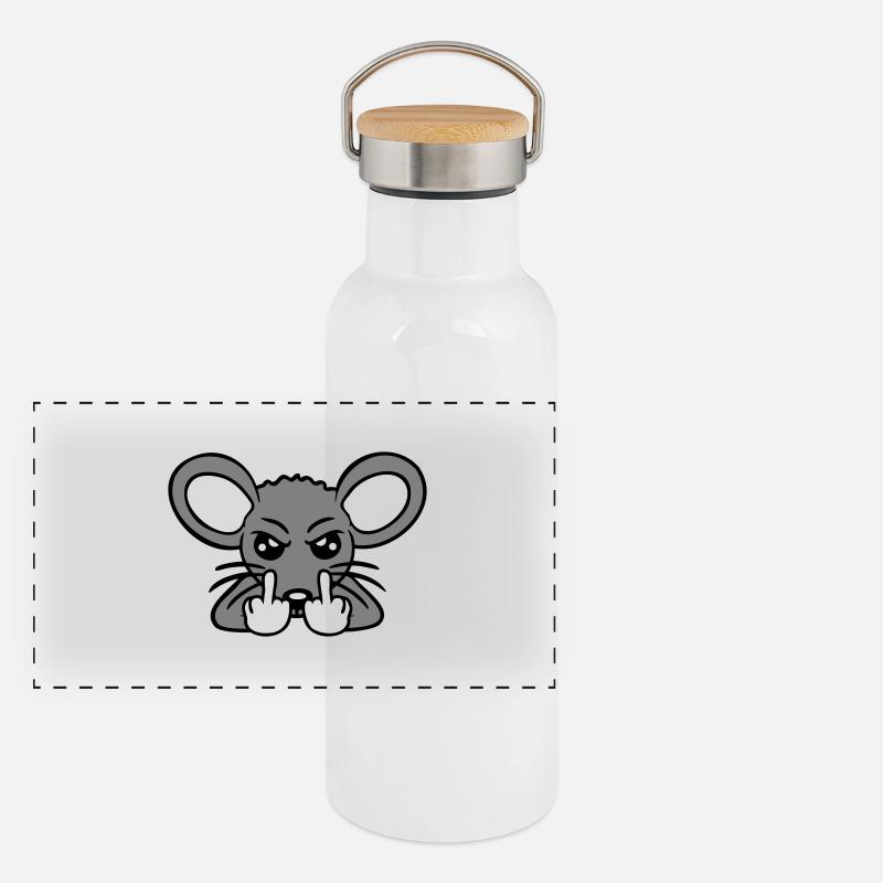 Mouse Nasty Angry Frustrated Aggressive Middle Finger Panoramic Thermal Bottle with Bamboo Lid