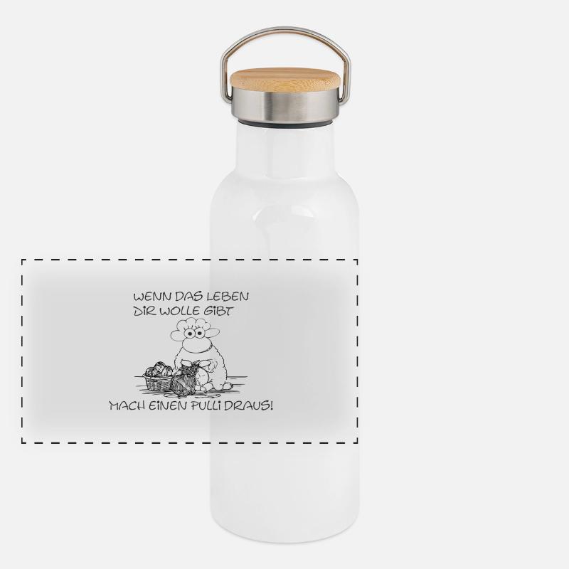 Faites-en un pull - drôle de mouton tricoté Gourde isotherme avec bouchon en bambou