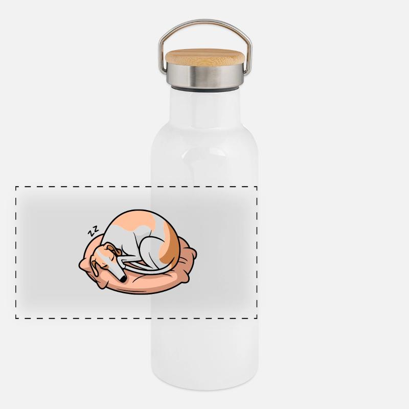 Sleeping Greyhound Dog Panoramic Thermal Bottle with Bamboo Lid