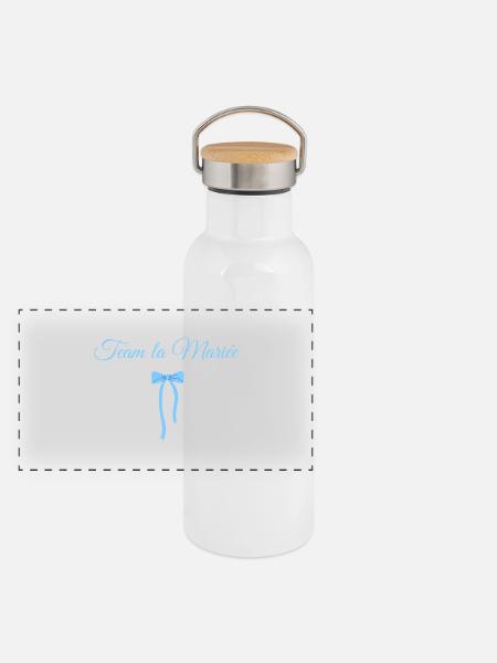 Team The Bride Blue Bow - Panoramic Thermal Bottle with Bamboo Lid - white - Front