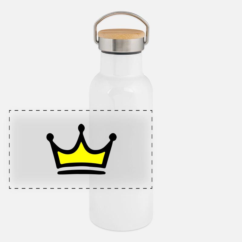 Krone Symbol Panorama Thermosflasche mit Bambusdeckel