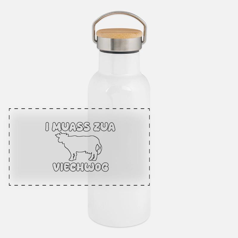 Kua viech vieh funny saying Panoramic Thermal Bottle with Bamboo Lid