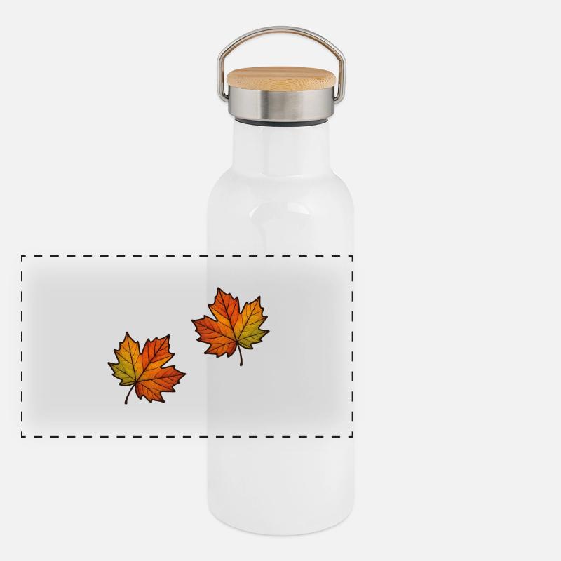 Leaf Autumn Maple Leaf 2 Panoramic Thermal Bottle with Bamboo Lid