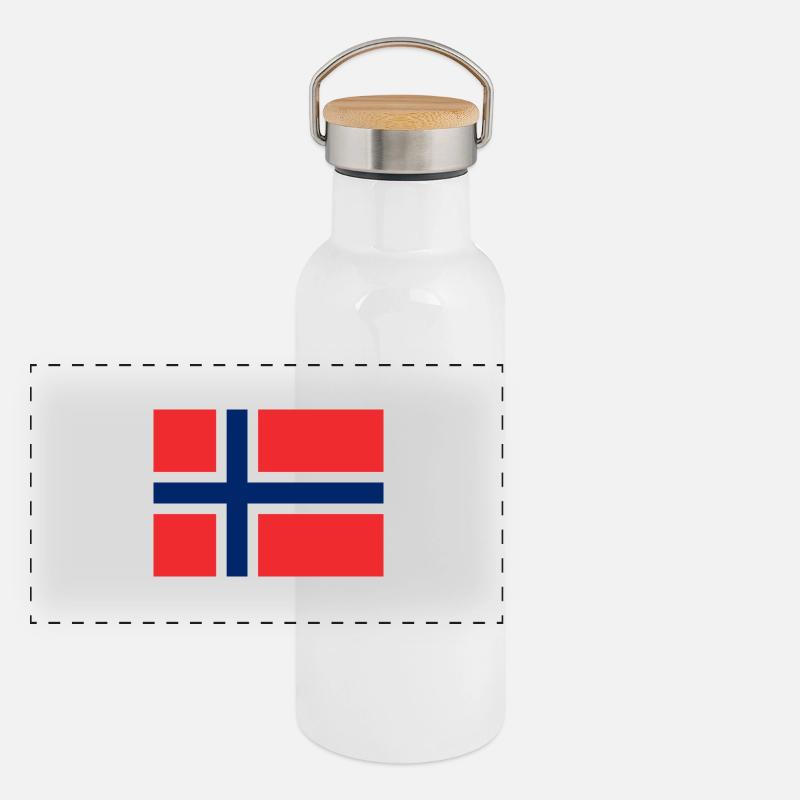 Drapeau Norvège Gourde isotherme avec bouchon en bambou