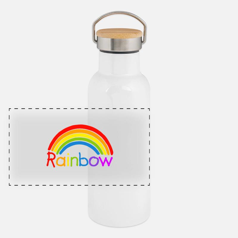 Rainbow rainbow LGBT Panoramic Thermal Bottle with Bamboo Lid