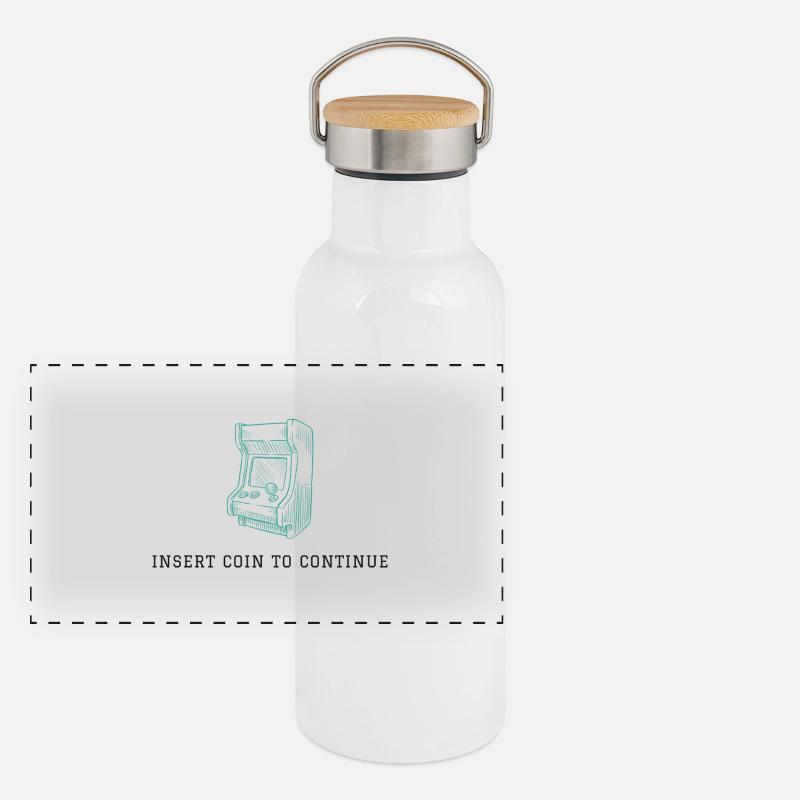 Insérez une pièce pour continuer - Retro Arcade Vibes Gourde isotherme avec bouchon en bambou