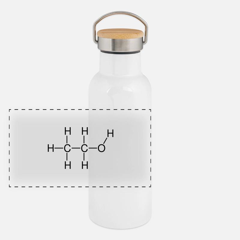 Ethanol Alkohol Strukturformel Panorama Thermosflasche mit Bambusdeckel