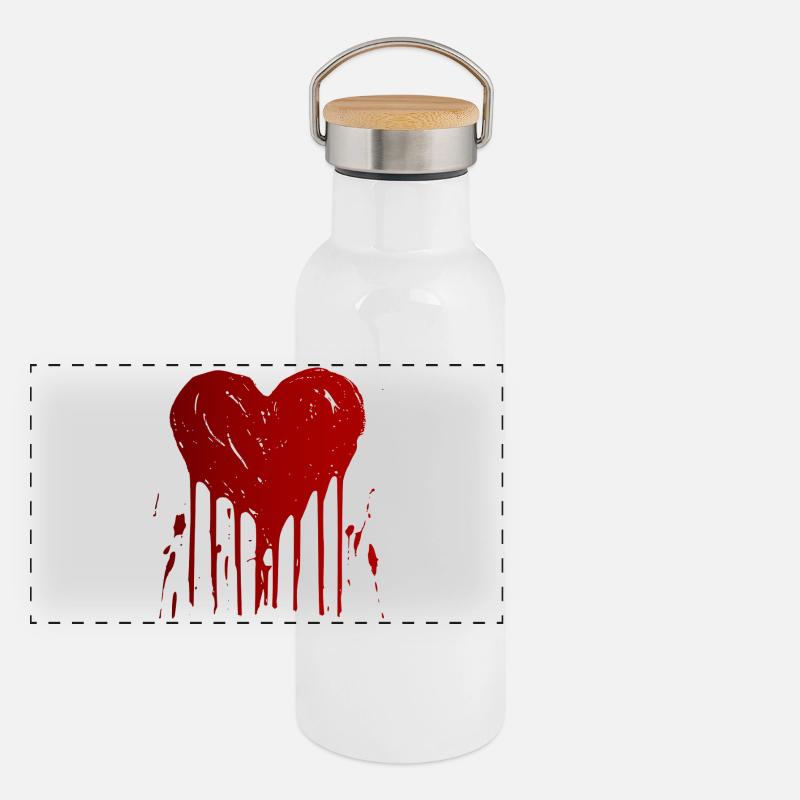 Red Heart Panorama Thermosflasche mit Bambusdeckel