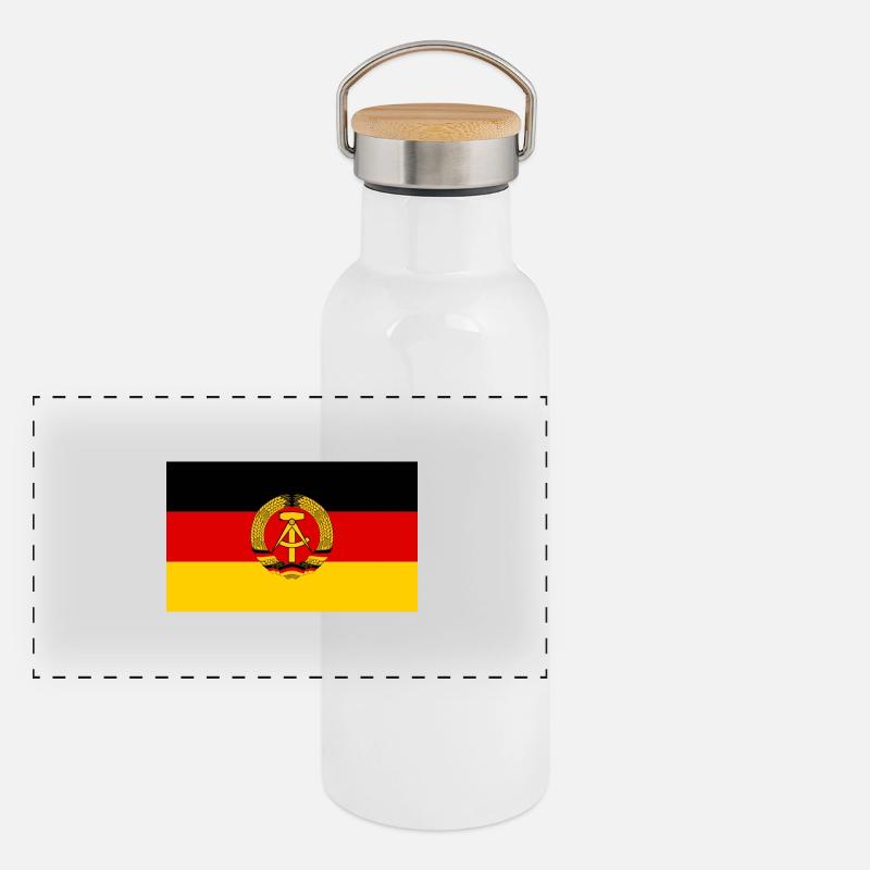 DDR Flagge Panorama Thermosflasche mit Bambusdeckel