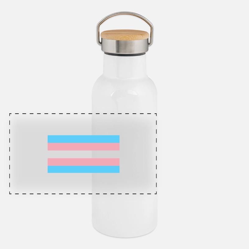 Trans flag Design Panoramic Thermal Bottle with Bamboo Lid